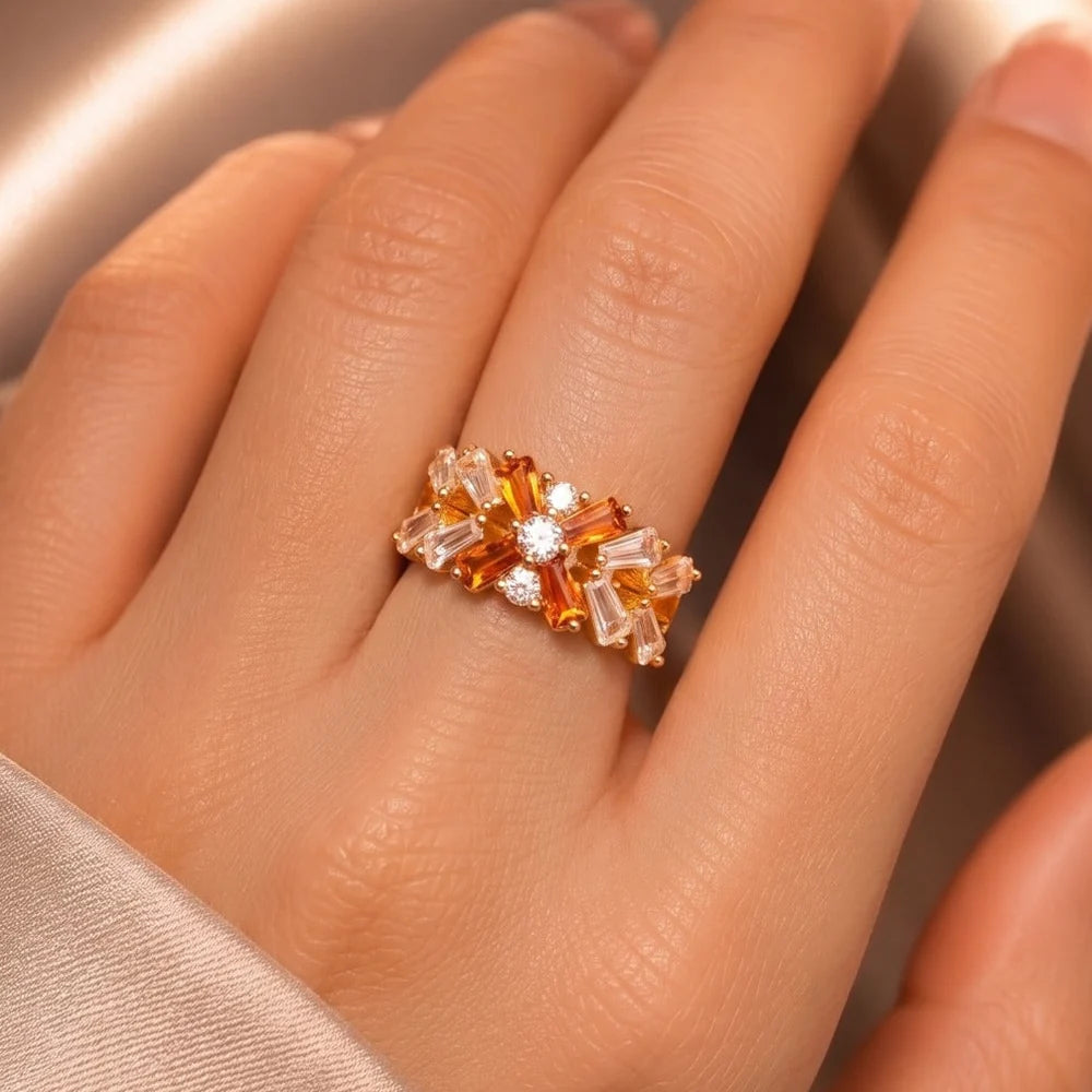 Gold Plated Crystal Stones Ring