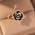 Black Flower Gold - Ring