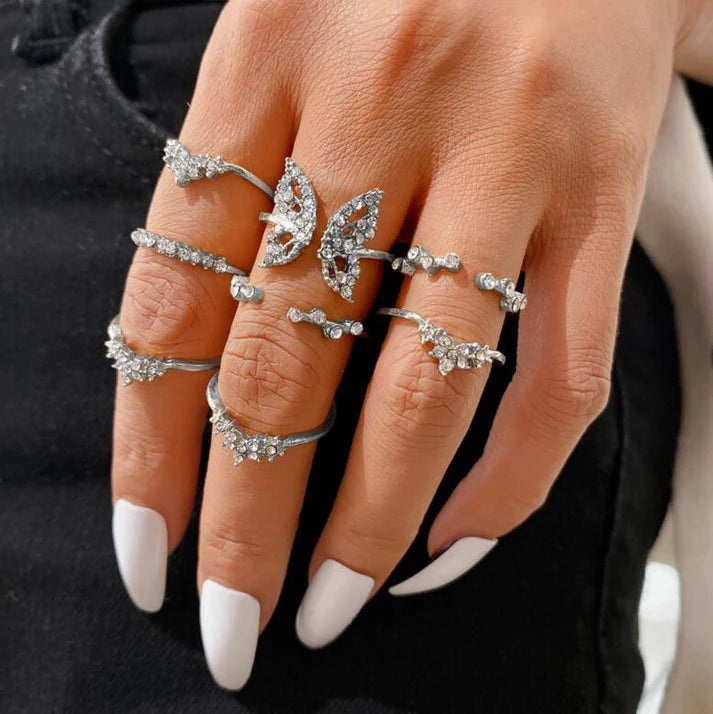 Diamond Silver - Ring Set Of 8 5 1