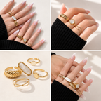 Luxury Gold Adjustable Ring Set for Women