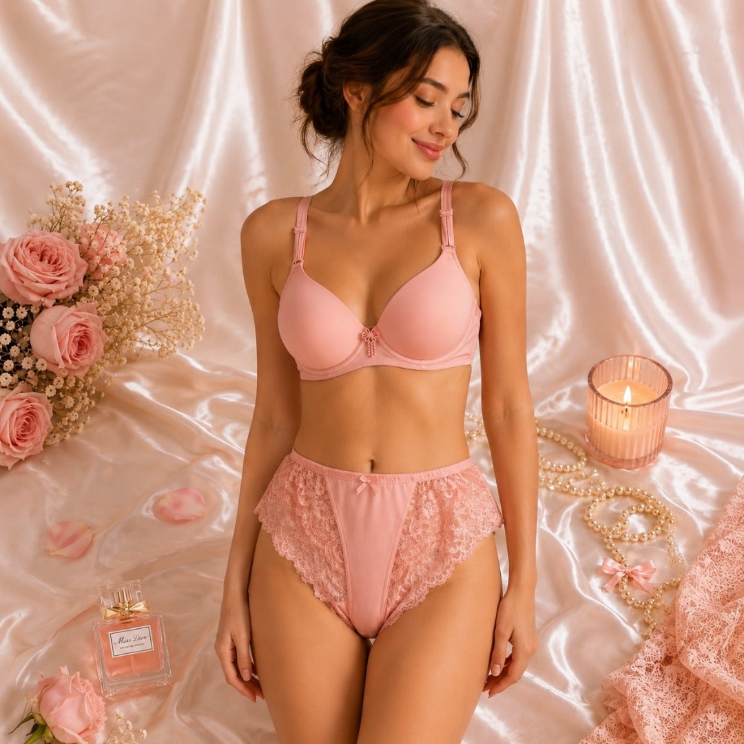 Luxury Wine Red Lace Bra & Panty Set