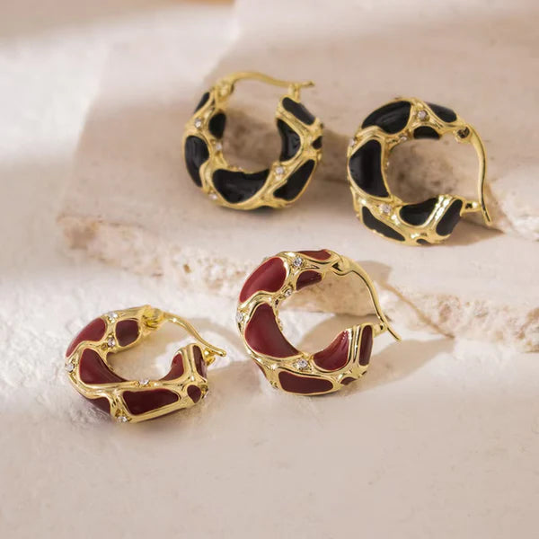 Black Geometric Gold Foil - Earring