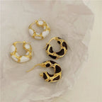 Black Geometric Gold Foil - Earring