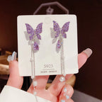 Purple Dangling Butterfly - Earring