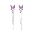 Purple Dangling Butterfly - Earring