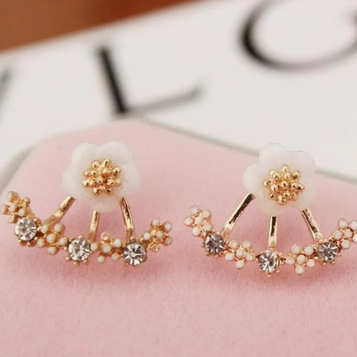Rose Gold White Flower - Earring