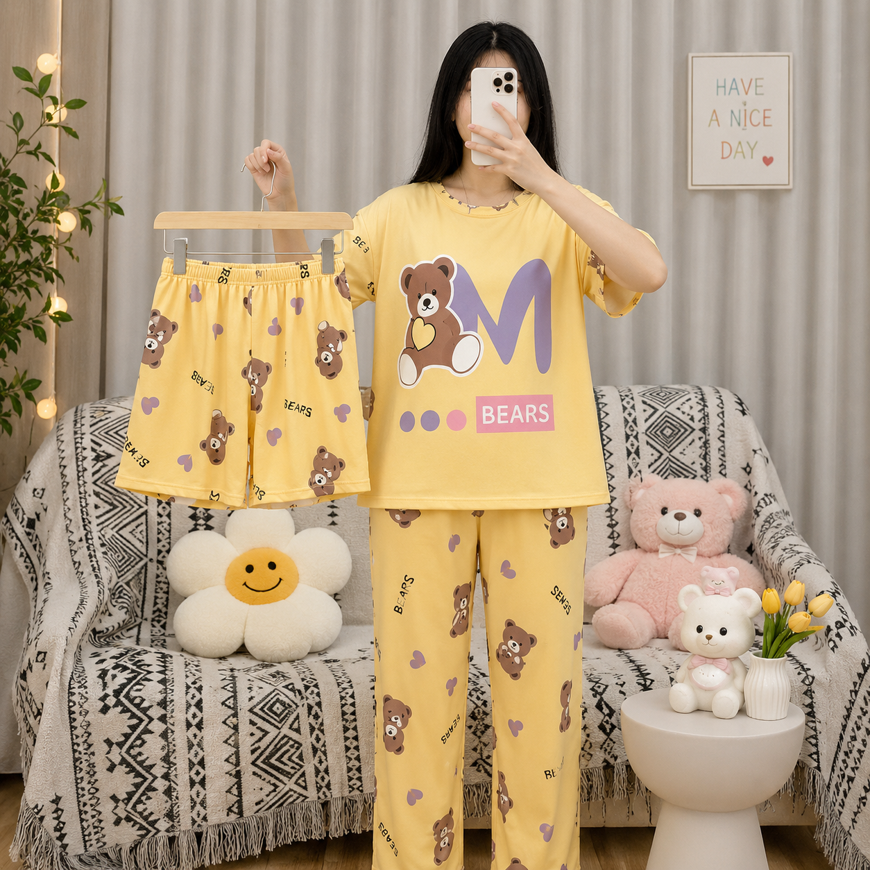 Cute Cartoon Print Women’s Night Suit Set