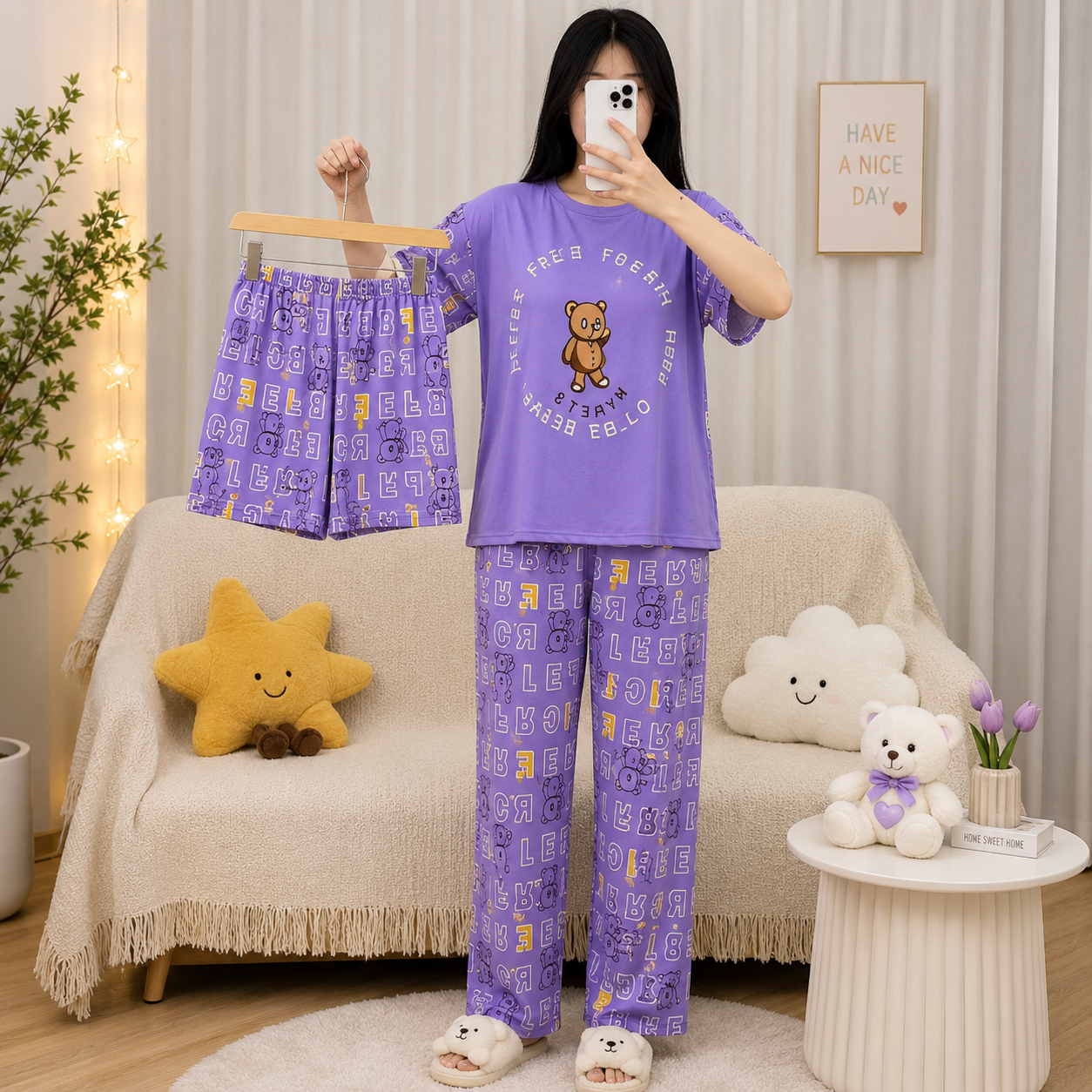 Cute Cartoon Print Women’s Night Suit Set