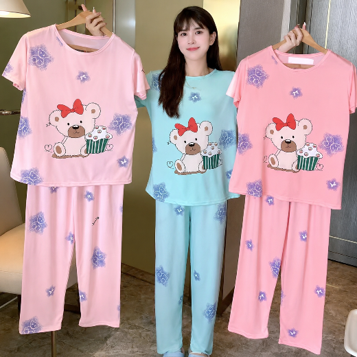Cute Bear Printed Women’s Night Suit