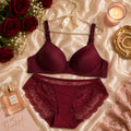 Luxury Wine Red Lace Bra & Panty Set