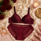 Luxury Wine Red Lace Bra & Panty Set