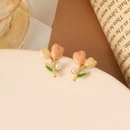 Pink Flower Rose - Earring